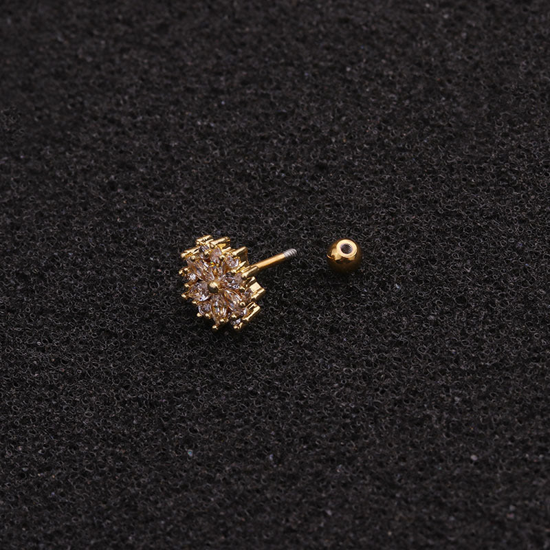 20G Cartilage Flower Stud Rose Gold Earrings for Women - Hypoallergenic Pierced Ear Jewelry Gift | Perfect for Parties, Weddings & Everyday Wear (HSPJ1952)
