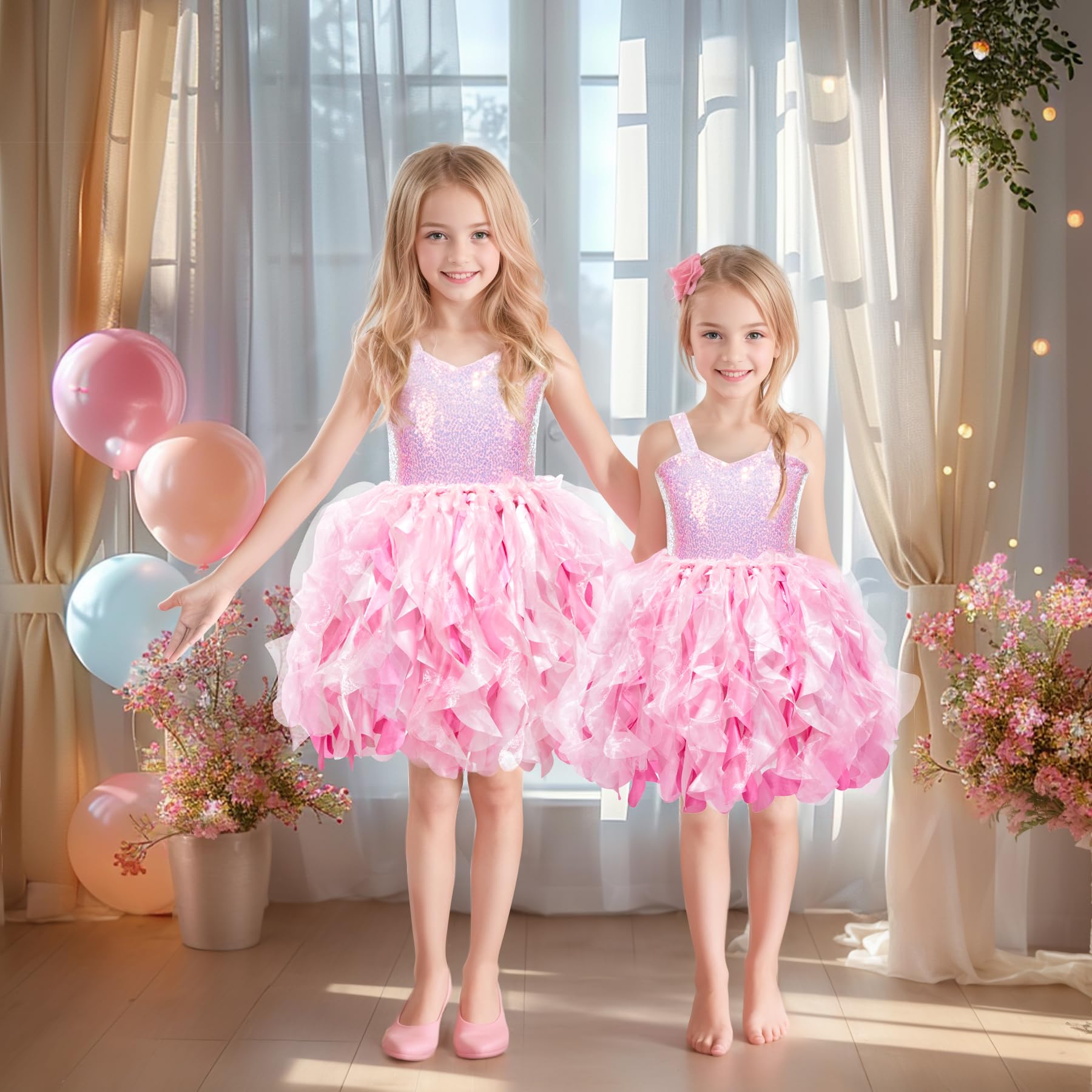 Sparkly Sequin Tutu Dress for Girls - Tulle Princess Prom Dress for Birthday Party & Formal Occasions | Toddler Girl Party Outfit for Special Events & Celebrations