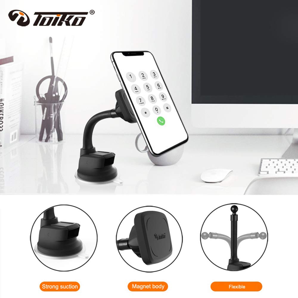 Toiko Magnetic Car Phone Mount - Strong Dashboard Smartphone Holder for iPhone, Samsung & All Phones | Secure Hands-Free Driving for GPS Navigation & Calls