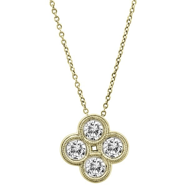 14K Yellow Gold 0.72Ct Round Diamond Clover Necklace for Women - Elegant Four Leaf Clover Pendant Jewelry Gift for Anniversary, Birthday & Special Occasions