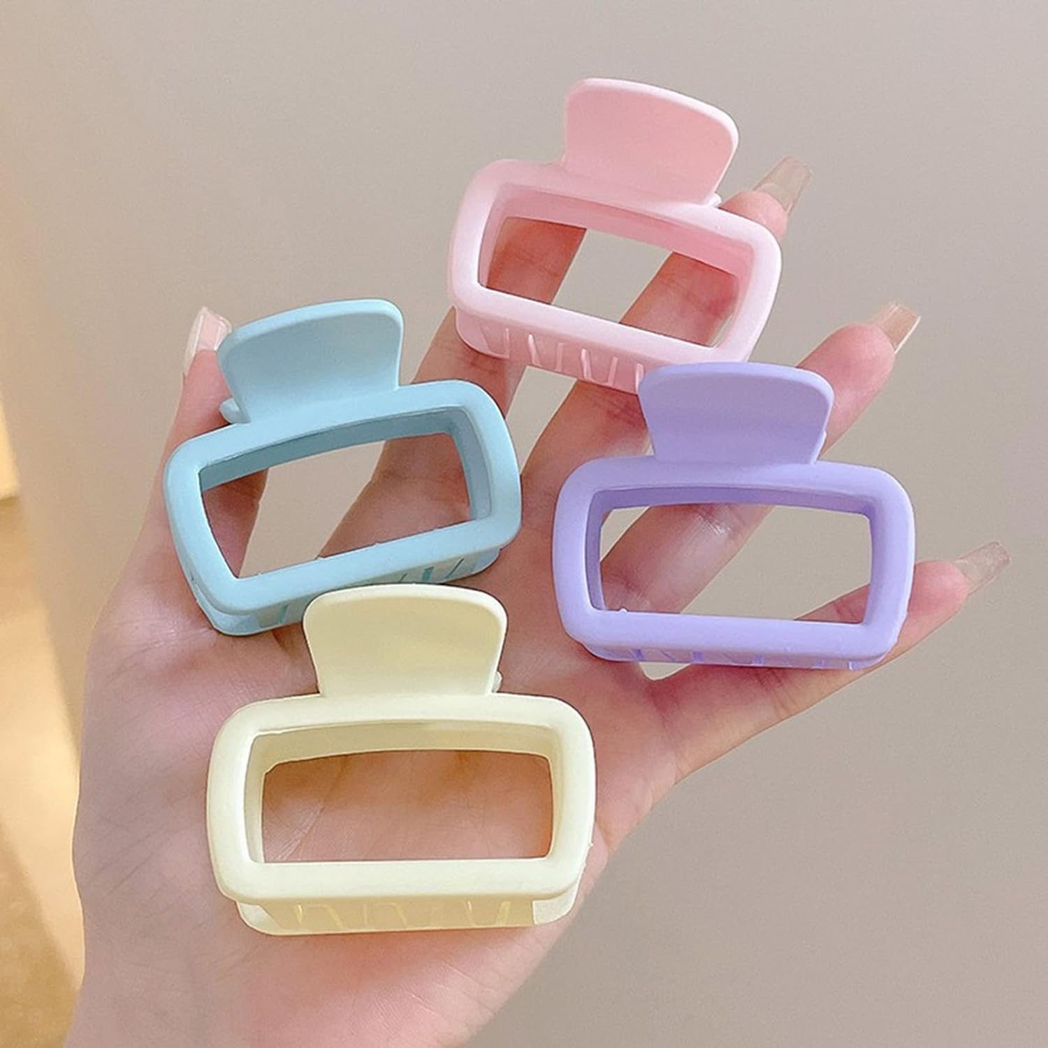 Accesar Strong Hold Hair Claw Clips for Thin & Thick Hair - 5-Piece Multicolor Square Jaw Hair Clamps for Women & Girls - Perfect for Updos, Ponytails & Everyday Hairstyles