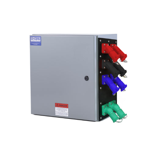 800A 600V Threaded Post Camlock Connection Box - Heavy Duty Electrical Power Distribution for Construction & Industrial Use