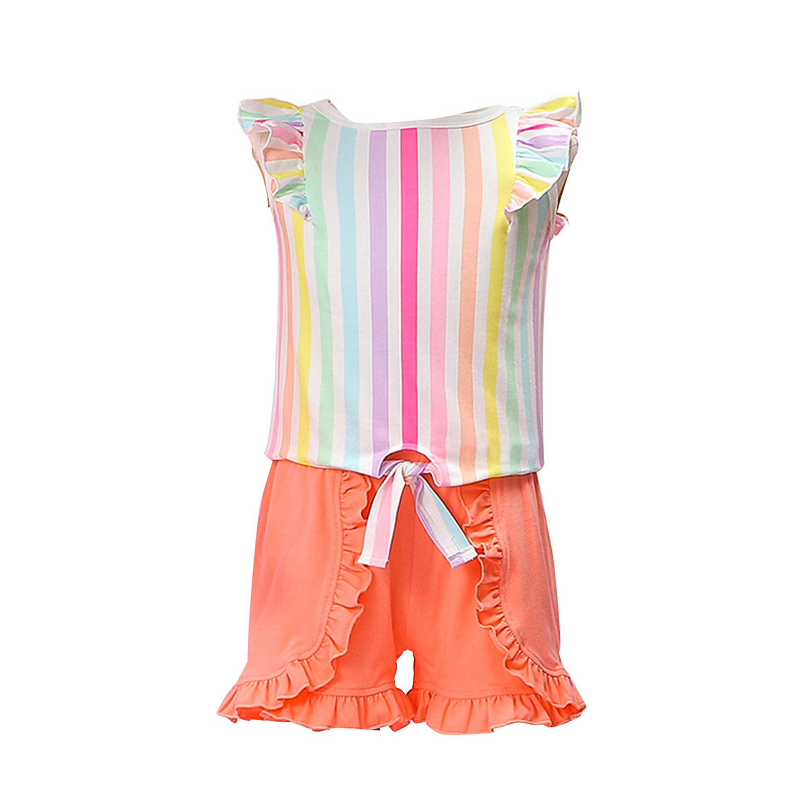 Puseky Matching Sister Outfits - Rainbow Striped Romper Dress for Toddler Girls | Family Photo & Playtime