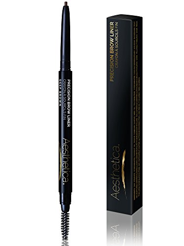 Aesthetica Precision Brow Liner - Waterproof Eyebrow Pencil with Spoolie Brush for Natural Looking Brows | Perfect for Daily Makeup & Professional Use