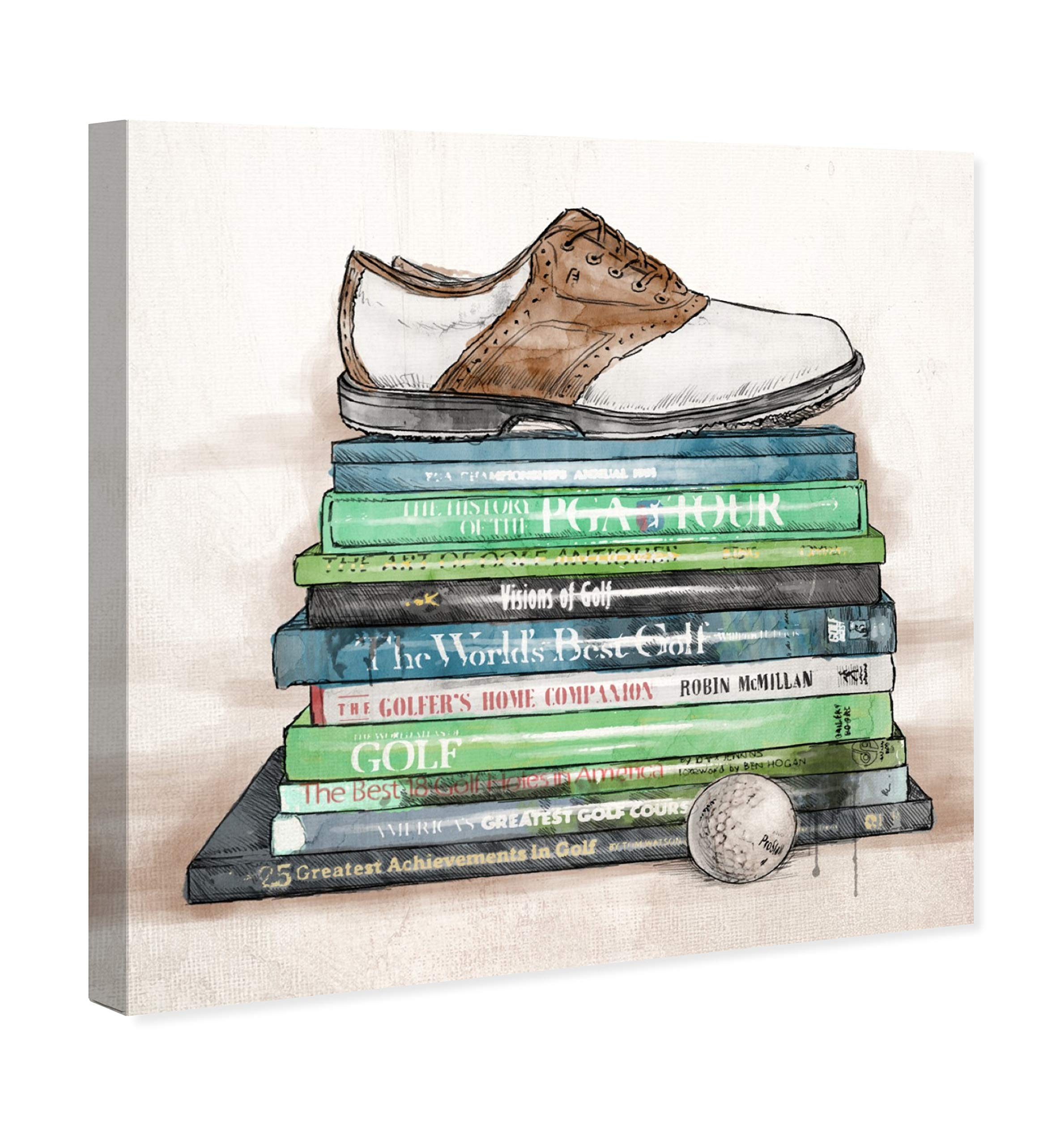Wynwood Studio Golf Books Fashion & Glam Wall Art Canvas Print - 30x30 Inches Green & Brown Home Decor - Perfect for Living Room, Office & Game Room