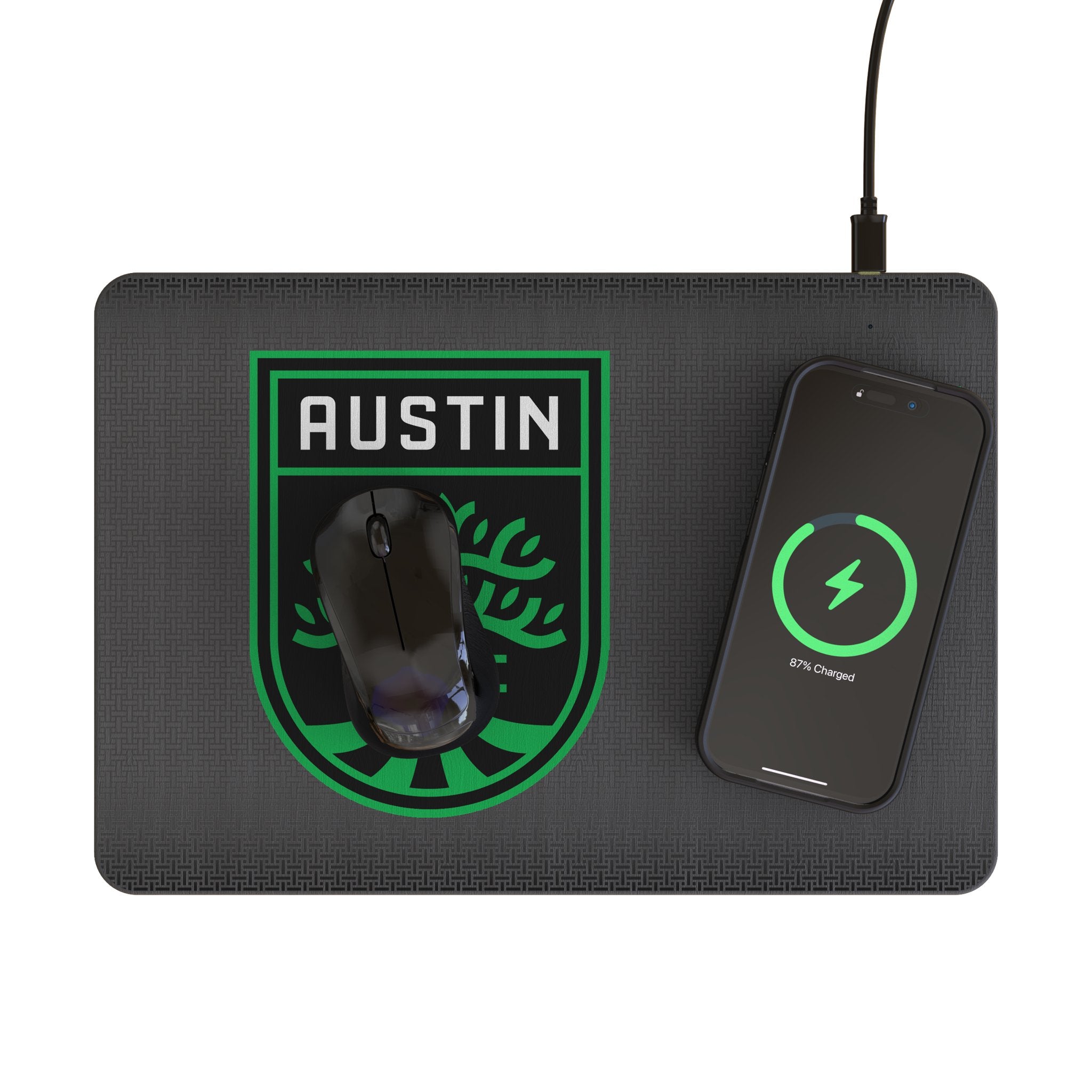 Austin FC Linen 15W Fast Wireless Charger & Extended Mouse Pad - Perfect for Office, Gaming & Home Workspace Setup