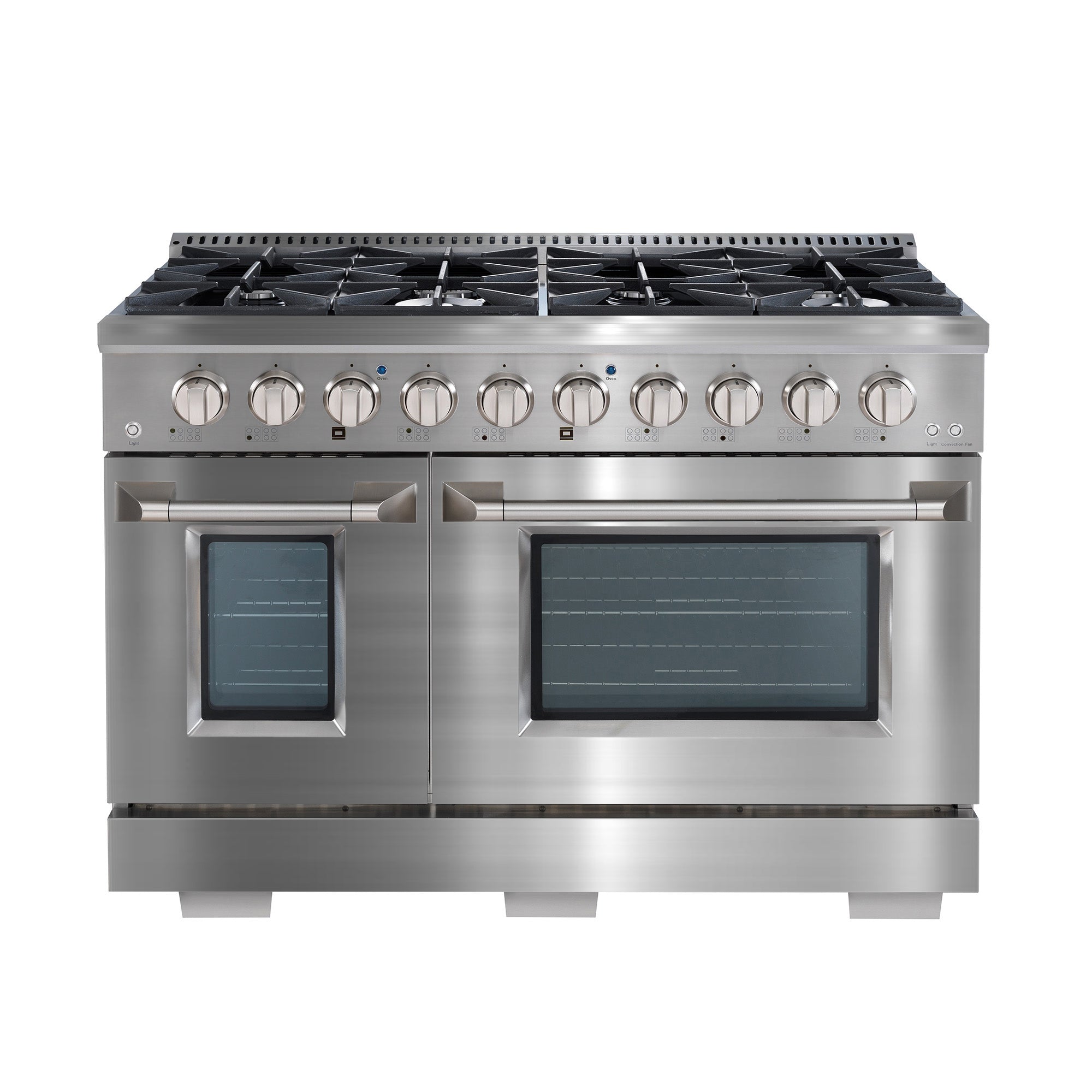 Ancona 48 Inch 2-Piece Gas Range with Convection Oven & 600 CFM Ducted Range Hood - Professional Kitchen Appliance Set for Home Chefs & Cooking Enthusiasts