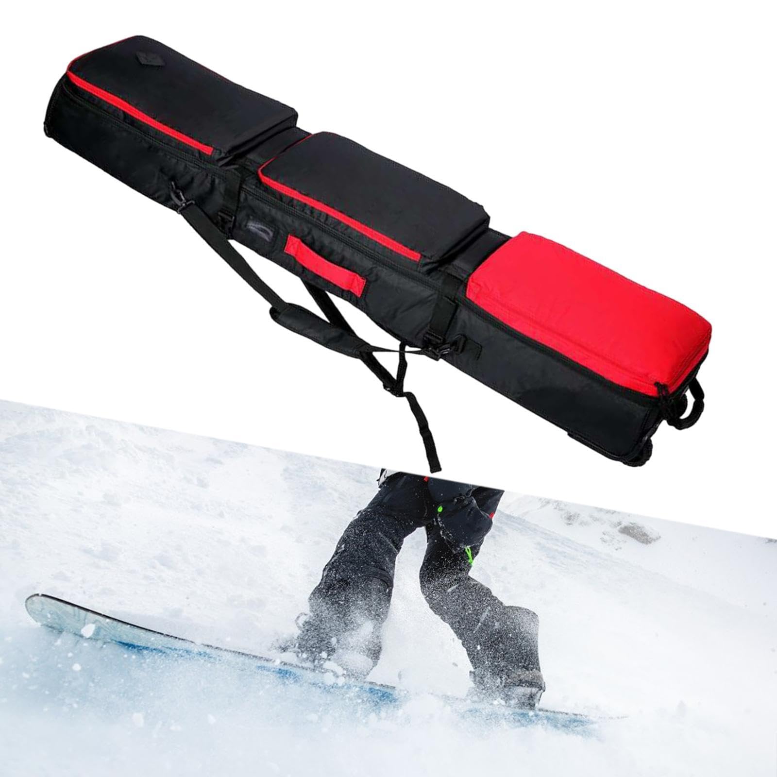 **Durable Ski Bag with Wheels & Carrying Handle - Waterproof Snowboard Storage Bag for Travel & Snowboarding - Perfect for Airplane, Car, and Resort Use**