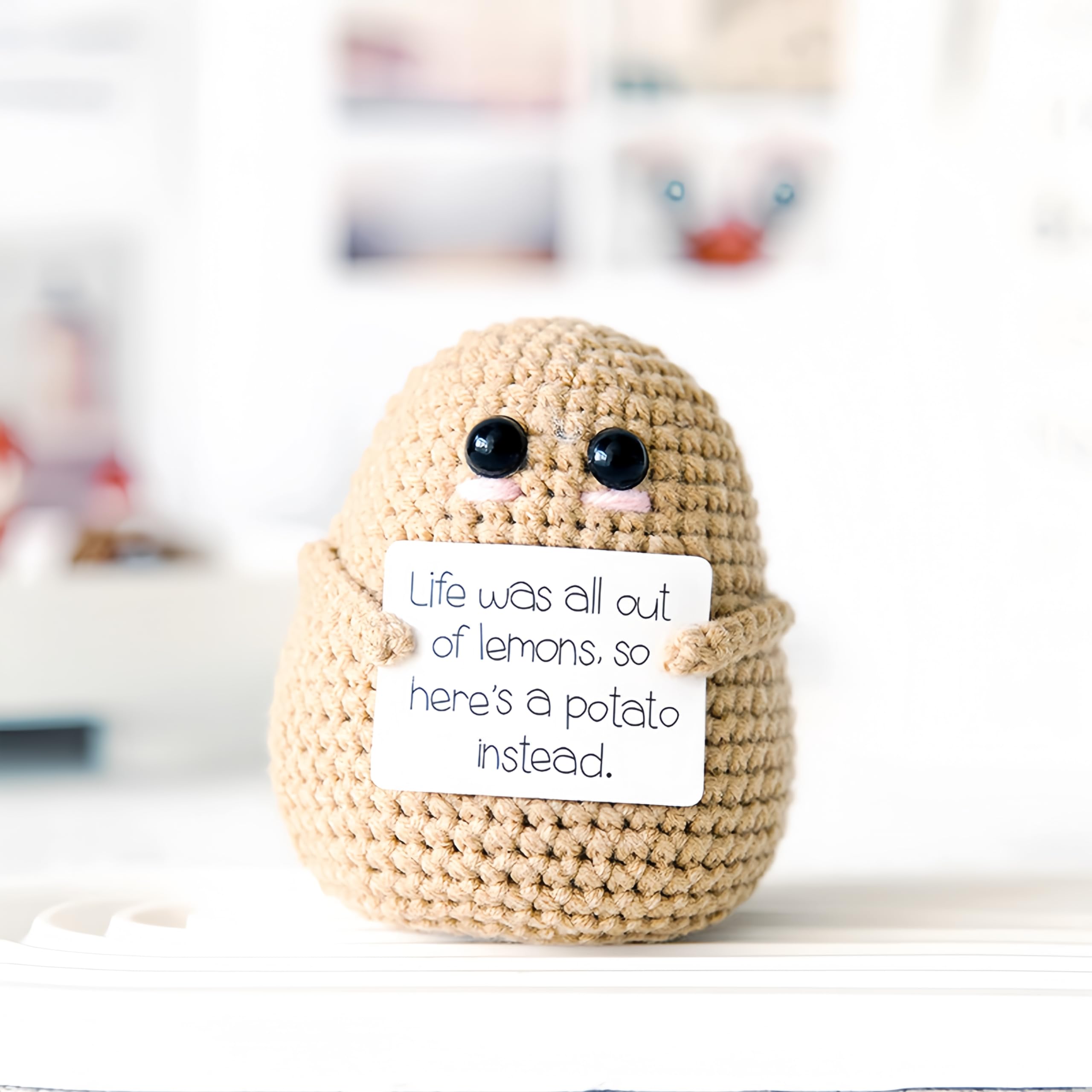 Crochet Potato Knitting Kit - DIY Emotional Support Desk Decor, Cute Home Decoration for Stress Relief & Office Display