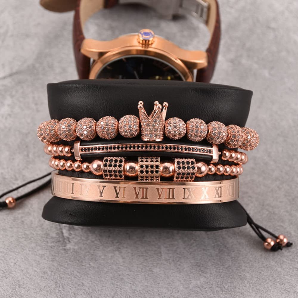 Men's Beaded Bracelet with Micro Pave Zircon - Stainless Steel Cuff Bangle for Men & Women - Perfect for Casual Wear, Gifts & Special Occasions