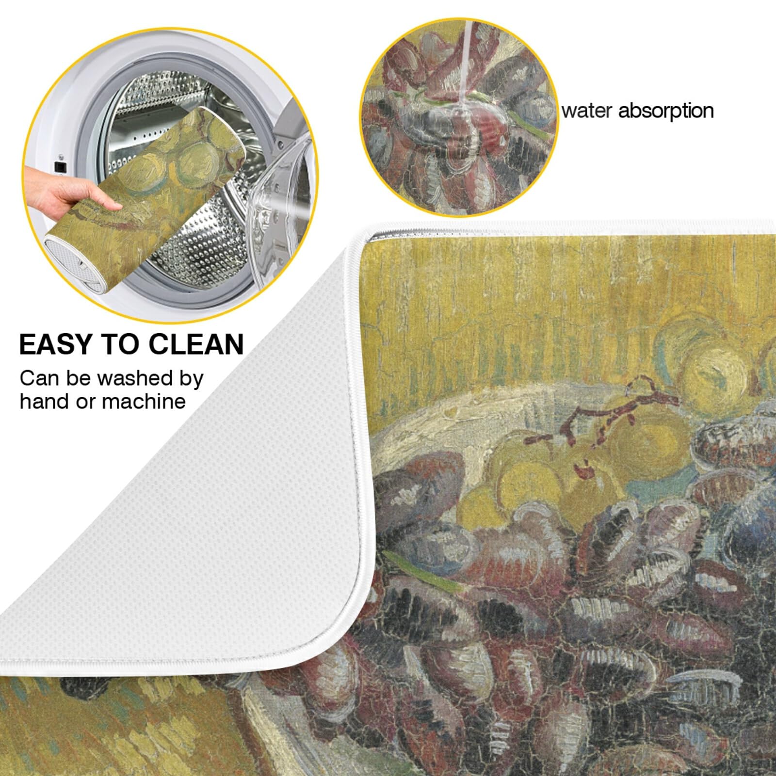 Premium Microfiber Dish Drying Mat - 18x24 Inch Absorbent Kitchen Counter Mat, Non-Slip Dish Rack Pad & Drainer for Dishes, Utensils & Cookware - Perfect for Countertops, Sinks & Kitchen Islands (Grey)
