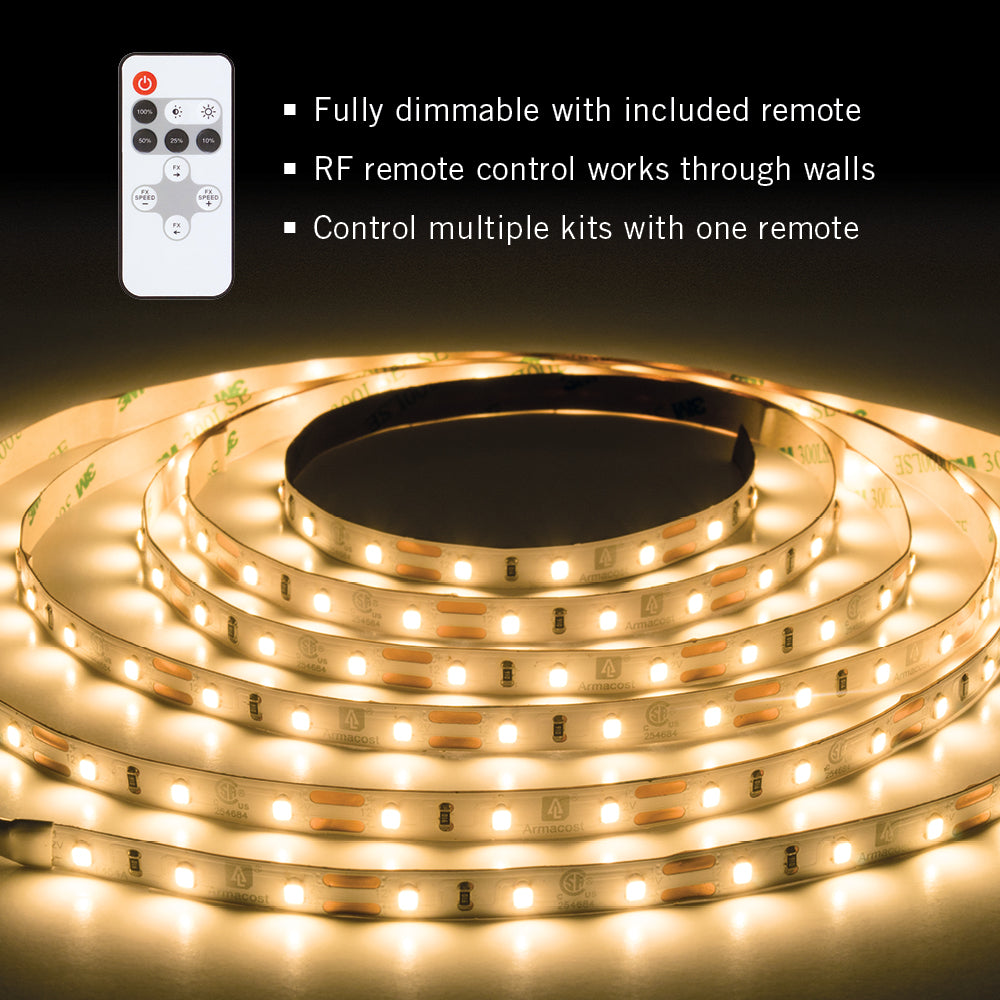 RibbonFlex Pro 12V 3000K Soft White LED Strip Light Kit - Flexible Waterproof Lighting for Home, Kitchen, Bedroom, and Outdoor Decor