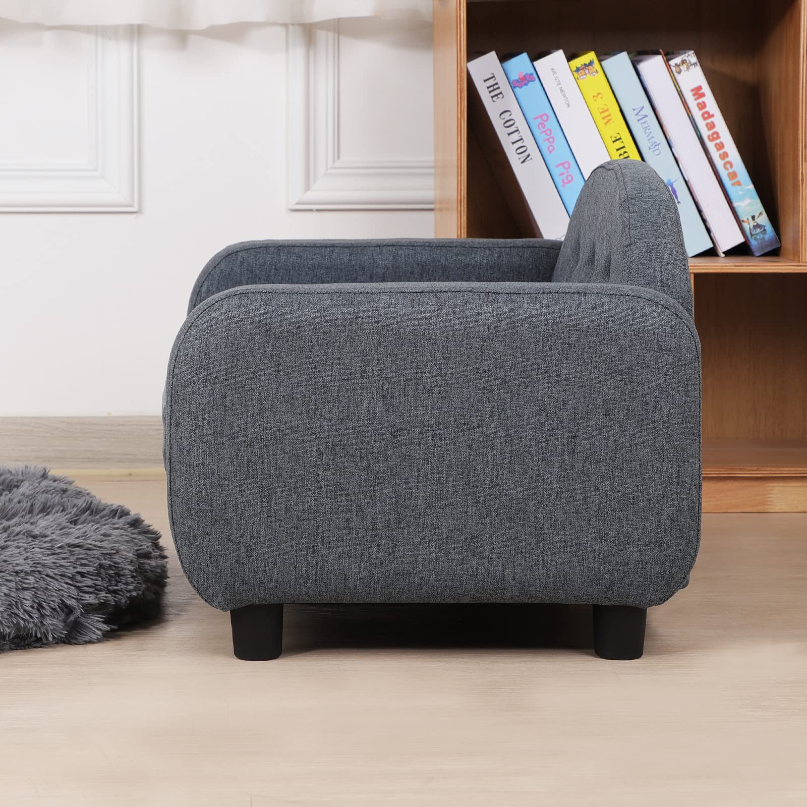 Premium Pet Sofa Bed for Dogs & Cats - Modern Puppy Couch with Removable Linen Cover - Cozy Gray Pet Bed for Small to Medium Pets - Perfect for Living Room, Bedroom & Pet Nursery