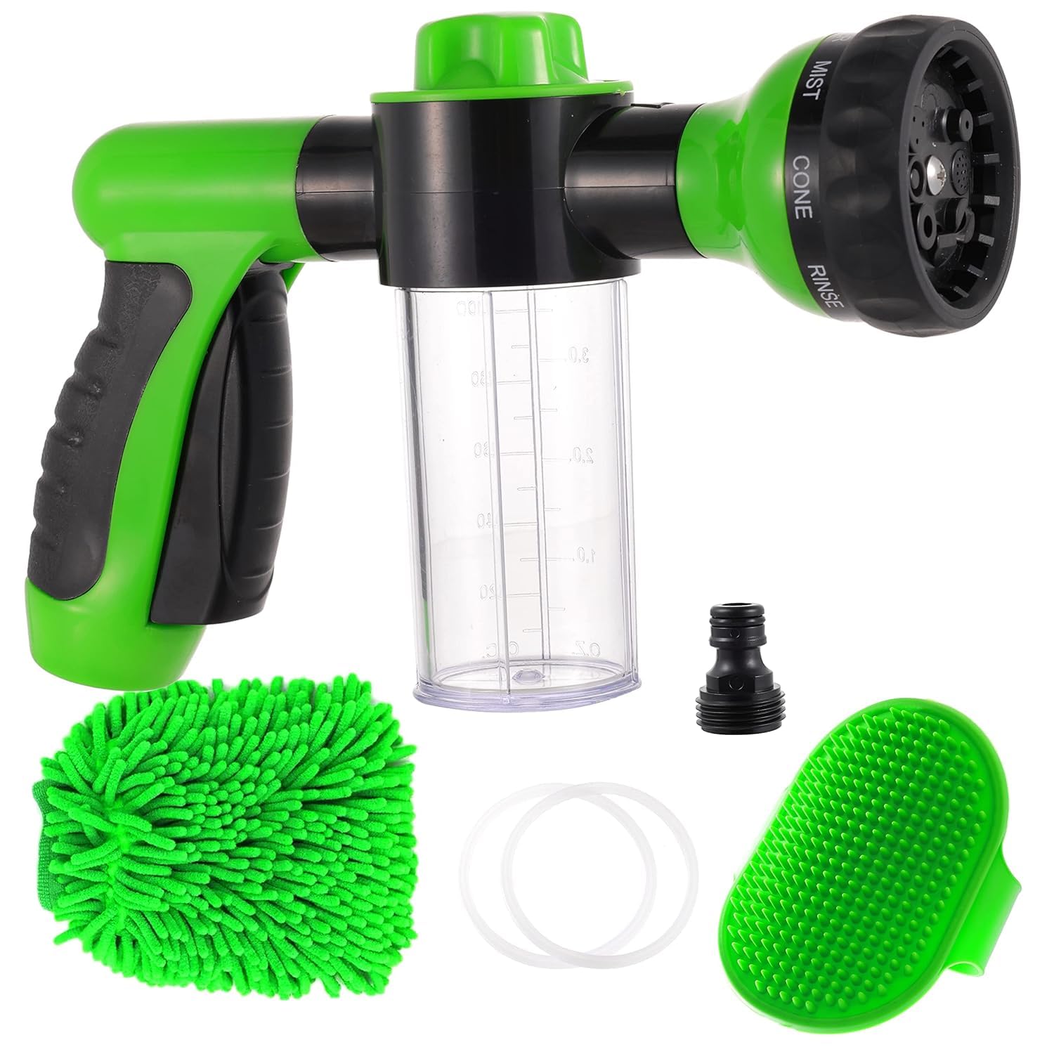 Kamirola 8-in-1 High Pressure Car Wash Foam Gun with Soap Sprayer - Garden Hose Nozzle & Foam Cannon for Lawn, Patio, Pet Bathing & Auto Detailing | Perfect for Home, Garage & Professional Car Wash Use