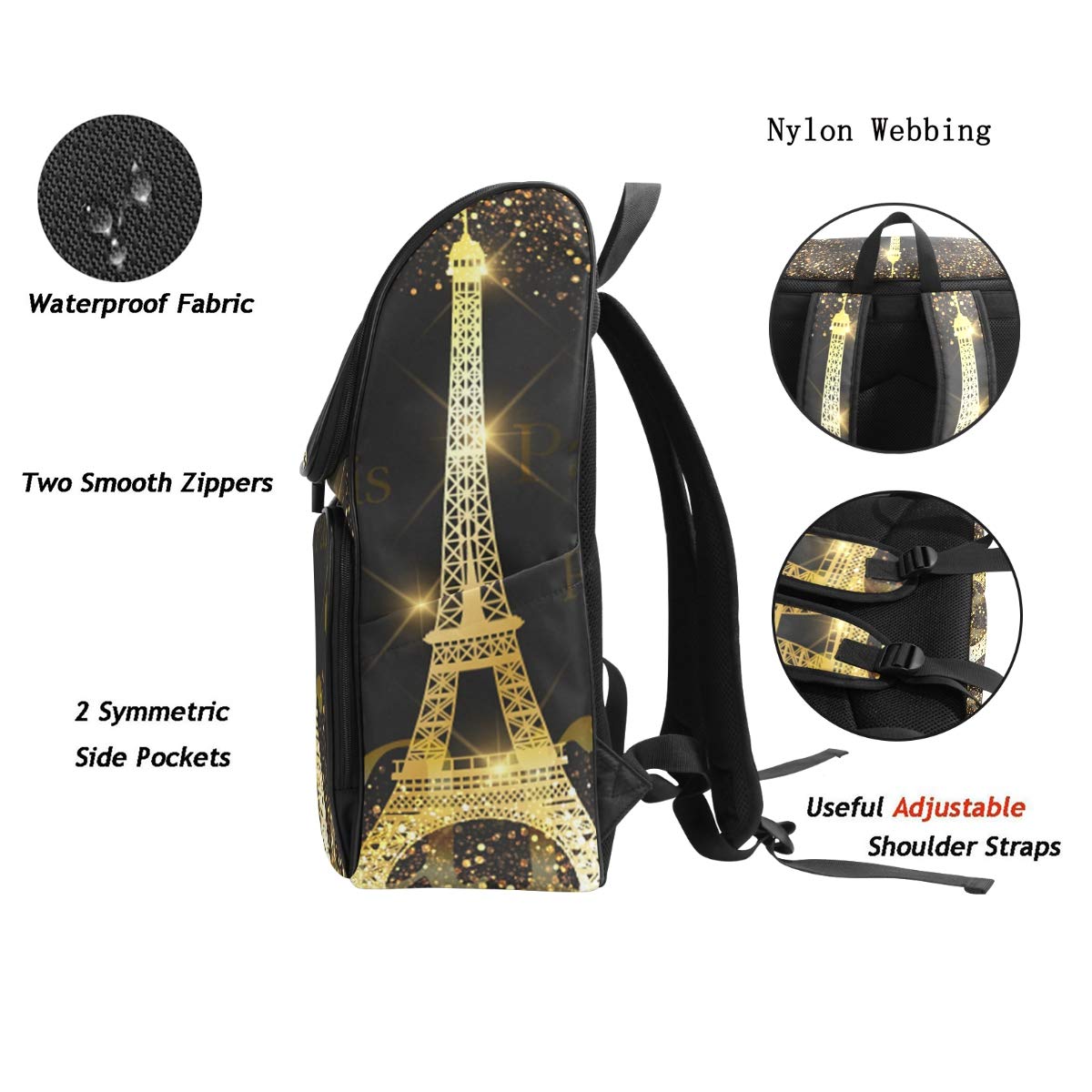 Naanle Daypack Backpack - Waterproof College School Laptop Bag for Men & Women, Large Travel Hiking Backpack Fits 15.6 Inch Laptop - Perfect for School, Work, Commuting & Outdoor Adventures