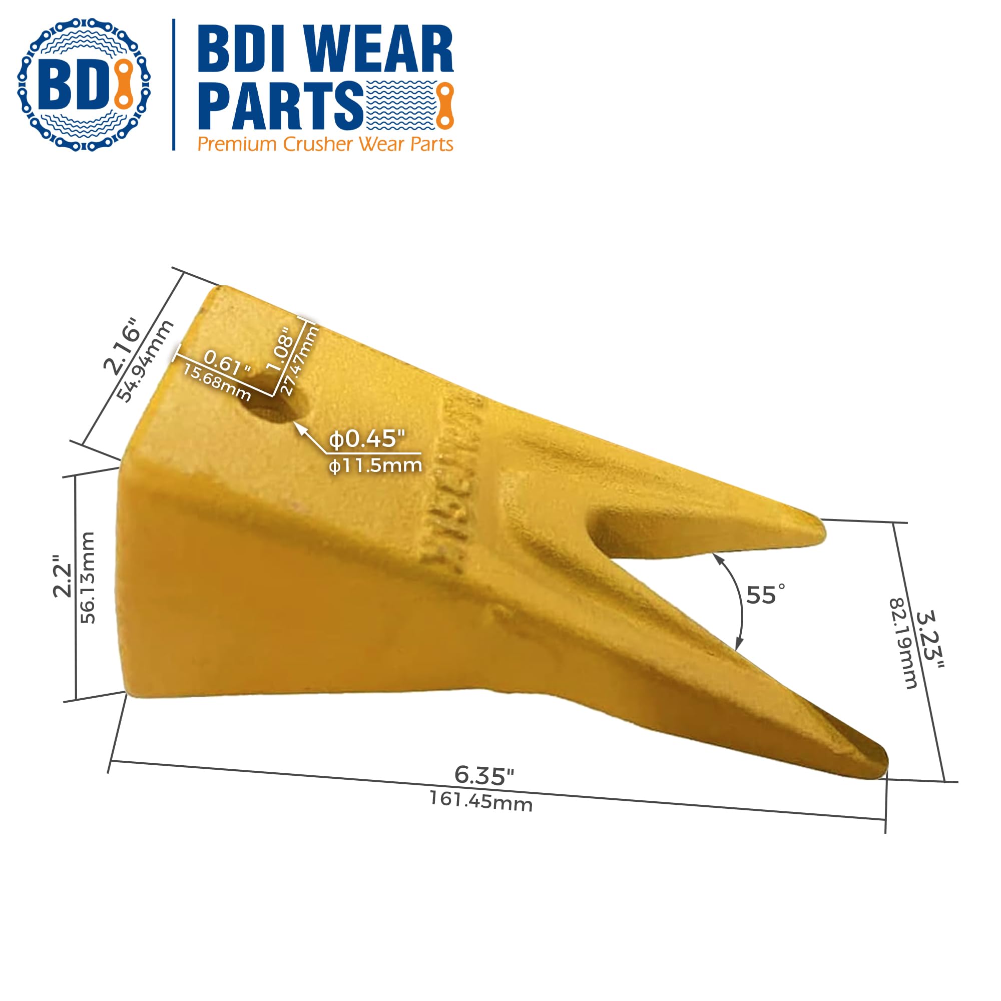 BDI Wear Parts X156WT Twin Tiger Hensley Style Bucket Teeth - 5 Pack with Flex Pins & Weld On Adapter | Heavy Duty Excavator Bucket Teeth for Construction, Mining & Digging Equipment