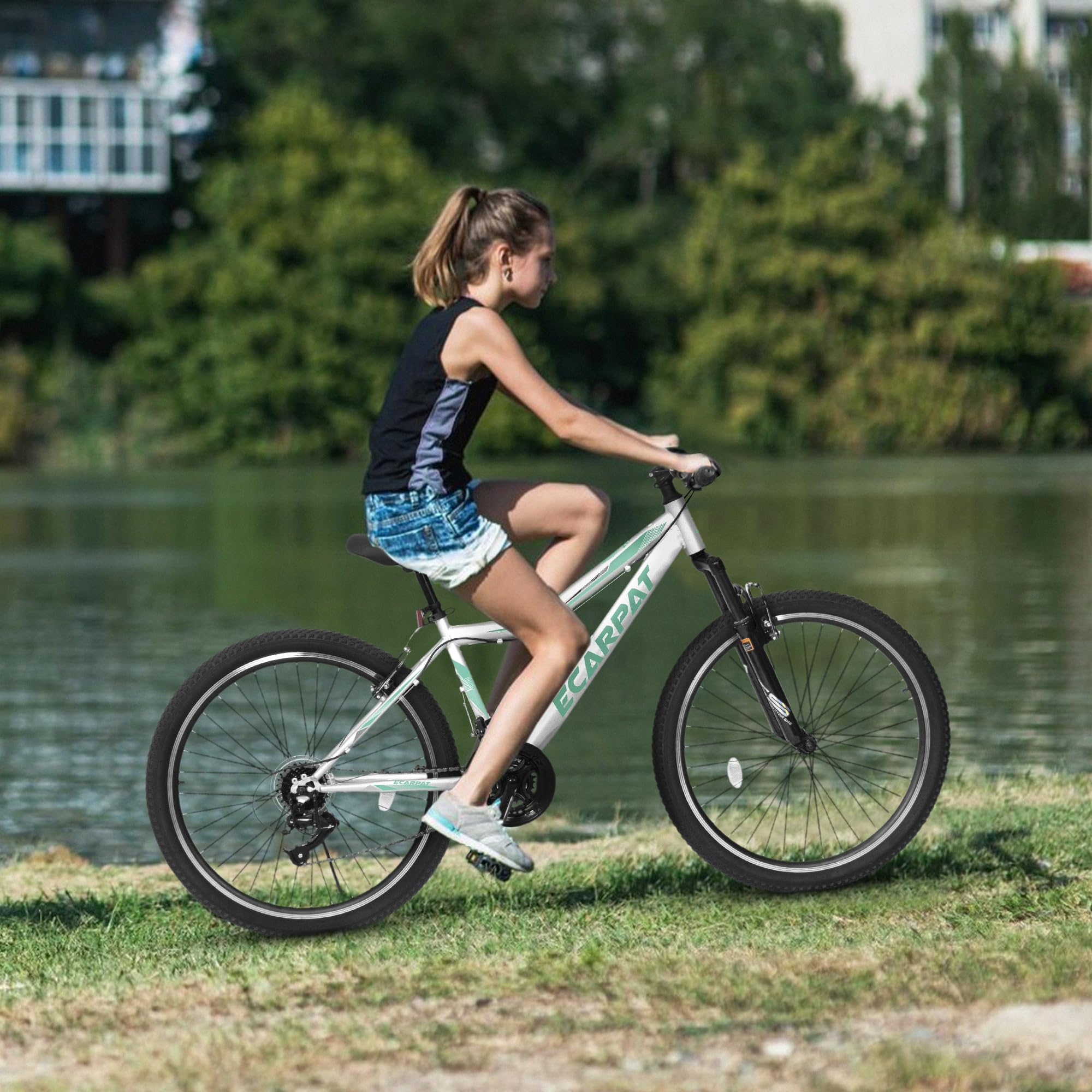 Women's & Girls' 24/26/27.5 Inch Mountain Bike - 21-Speed Aluminum/Steel Frame Bicycle for Ages 10+ | Perfect for School Commute, Daily Riding & Outdoor Adventures