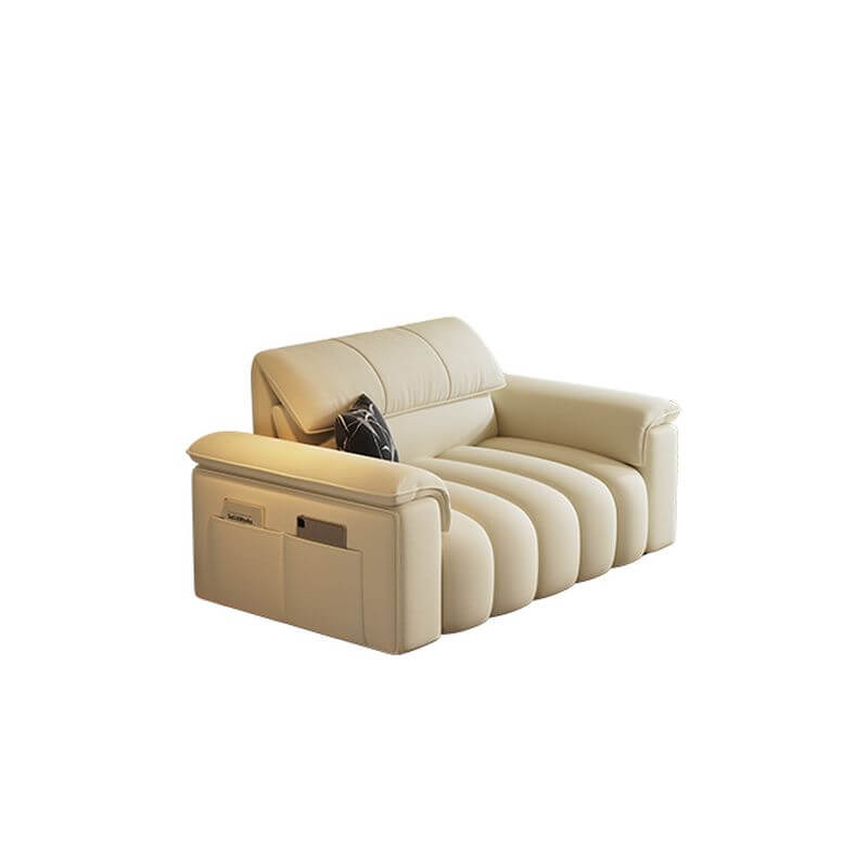 Minimalist Modern 4/5/2 Seater Chalk Sofa with Arms, 2 Pillows & Storage - Stain Resistant Fabric - Perfect for Living Room, Lounge & Small Spaces
