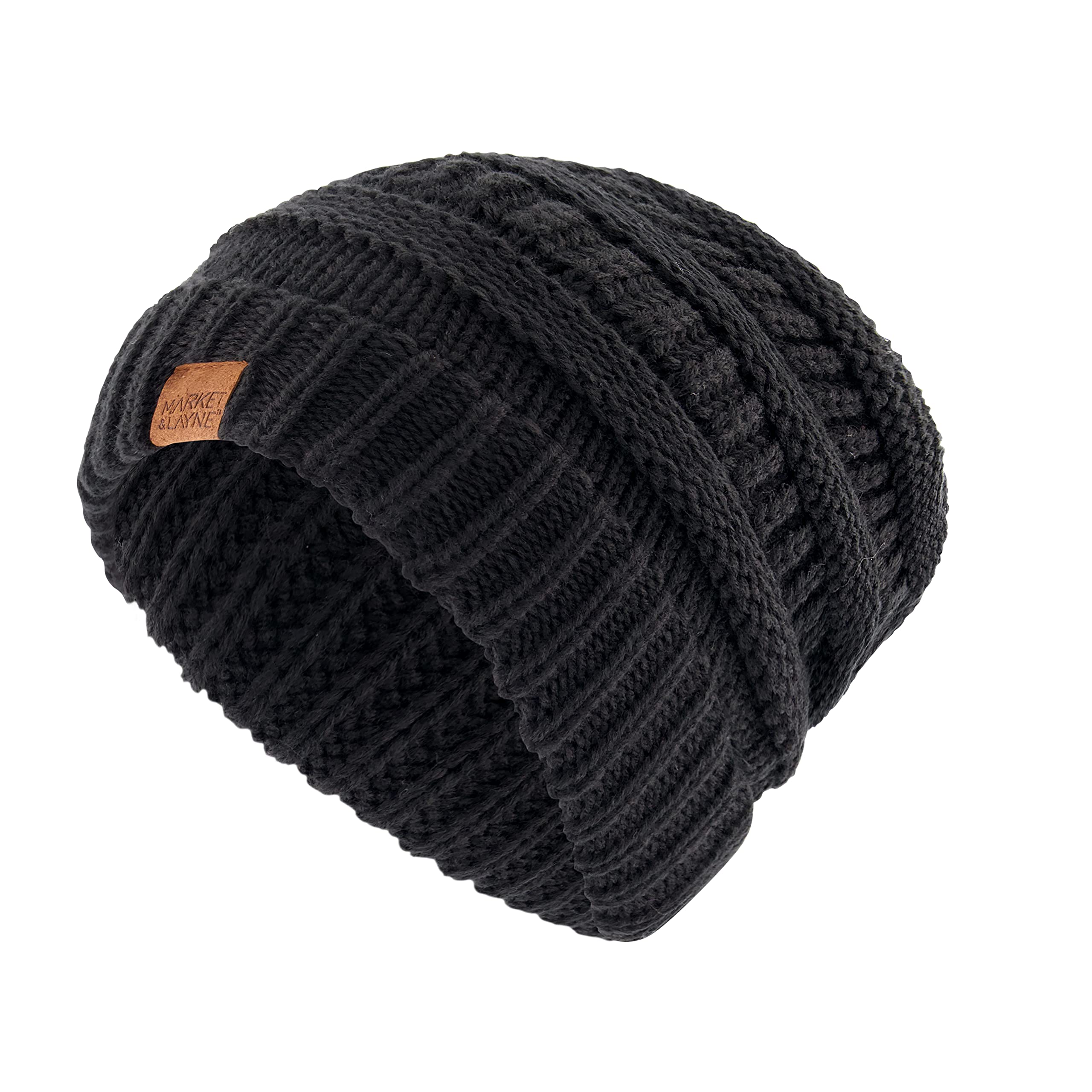 Market & Layne Women's Chunky Knit Beanie - Warm Winter Hat for Women | Soft Thick Cable Knit Beanie | Perfect for Skiing, Snowboarding & Cold Weather Fashion