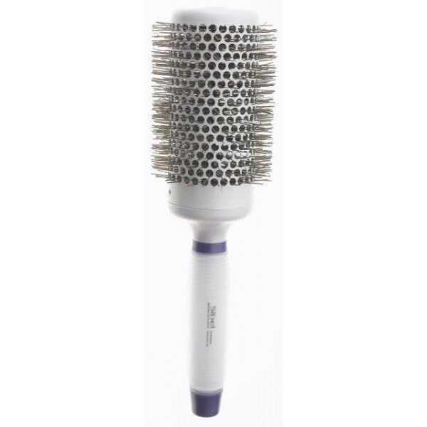 SIBEL Heat Resistant Ceramic Hair Brush with Silicone Gel Handle - 53mm for Smooth Styling & Heat Protection - Perfect for Blowouts, Straightening & Salon-Quality Results at Home (Model 8483532)