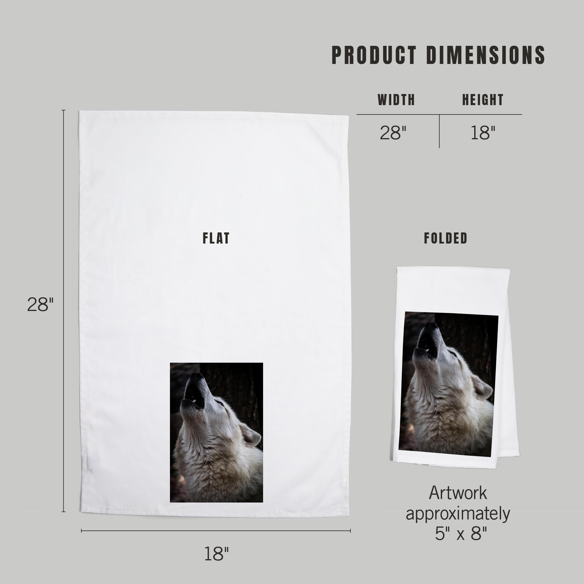 Lantern Press Wolf Howling - 100% Cotton Tea Towel & Decorative Hand Towel for Kitchen, Home Decor, Cabin, Camping - Perfect for Drying Dishes, Wall Art, or Outdoor Adventures
