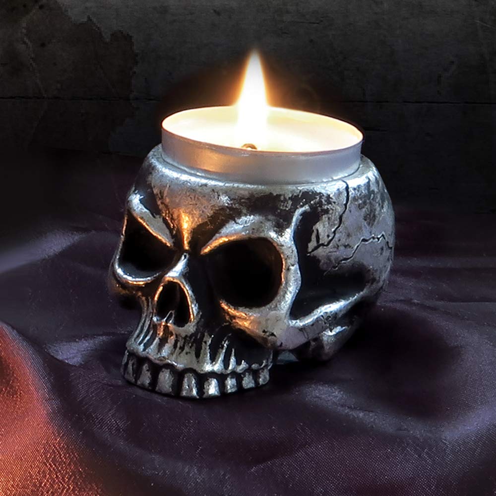 Skull Tea Light Holder - Gothic Candle Holder for Halloween & Home Decor - Perfect for Parties, Weddings, and Spooky Ambiance