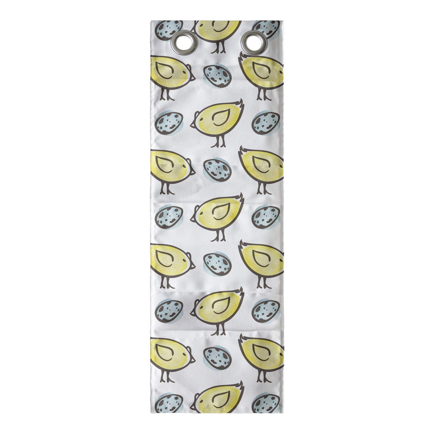 Ambesonne Yellow Bird Hanging Organizer - Pastel Doodle Storage Bag for Nursery & Bathroom