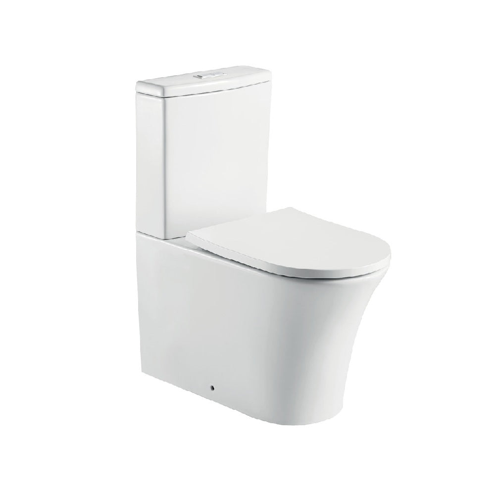 Fienza K018P Chloe White Back-to-Wall P-Trap Toilet - Modern Water-Saving Bathroom Solution for Small Spaces & Contemporary Homes