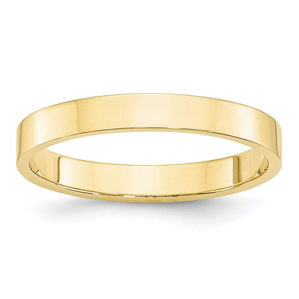 10K Yellow Gold 3mm Lightweight Flat Wedding Band Ring for Women - Comfortable Everyday Wedding Ring, Anniversary Gift, Bridal Jewelry