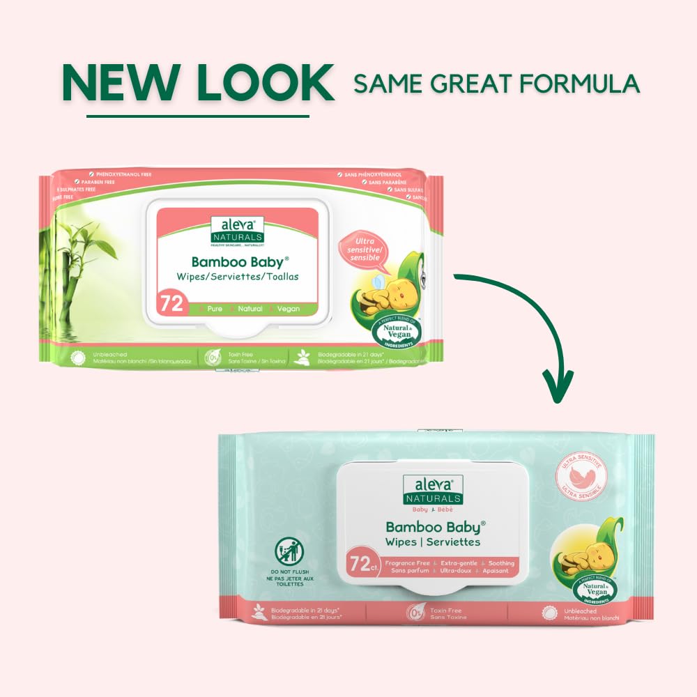 Aleva Naturals Hypoallergenic Bamboo Baby Wipes for Sensitive Skin - Super Soft, Biodegradable & Extra Strong - Natural Organic Vegan Formula - Eco-Friendly Sustainable Packaging (Mega Pack 864 Wipes) - Perfect for Diaper Changes, On-the-Go Cleaning & Gentle Skin Care