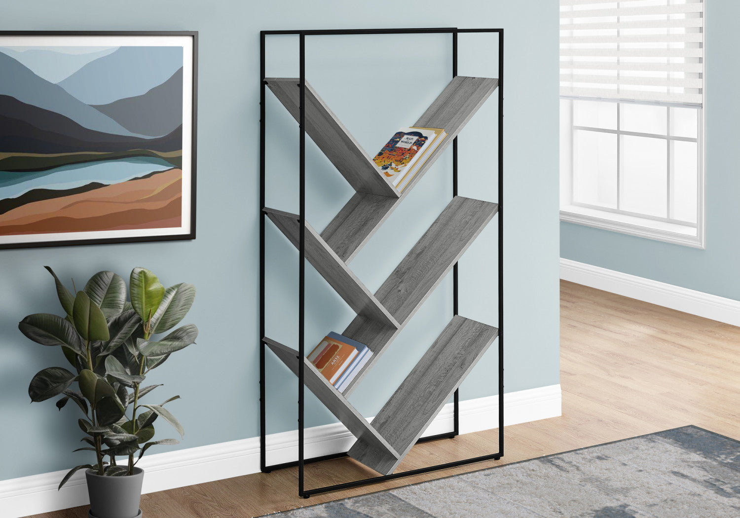 Modern Grey Sova Bookcase - Stylish Bookshelf for Living Room, Bedroom & Office Storage - Perfect for Organizing Books, Decor & Essentials