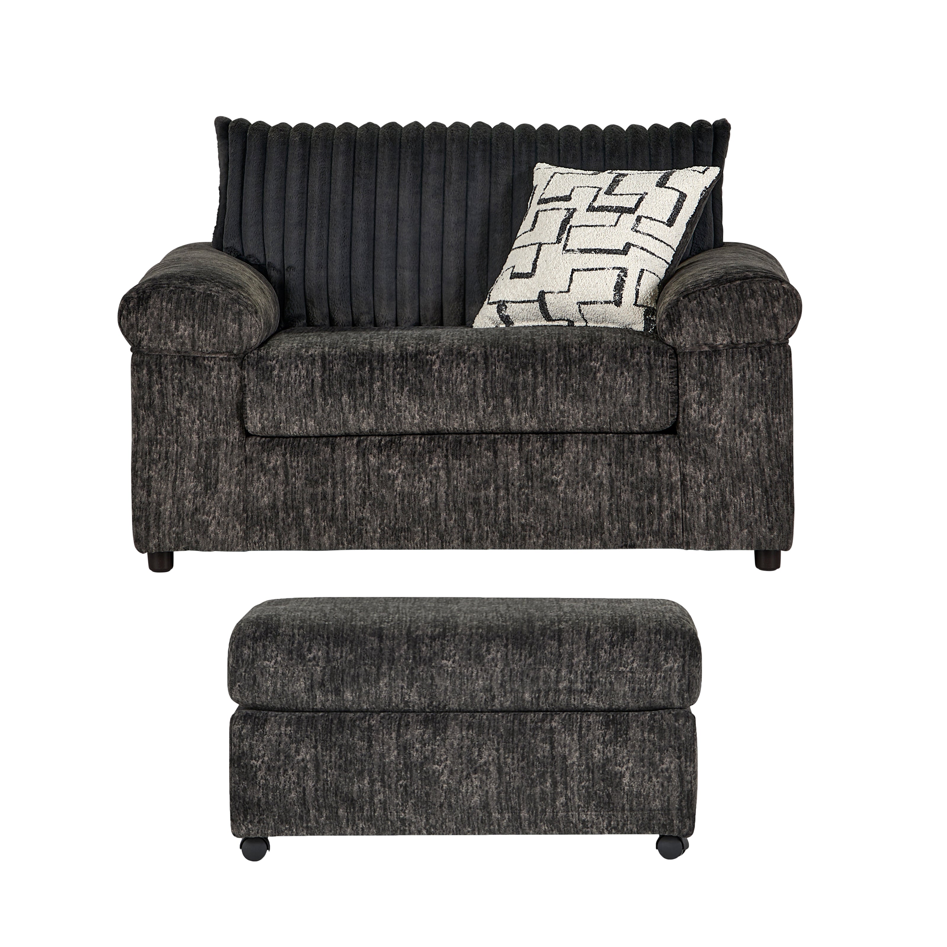 Roundhill Furniture Nason Wide Wale Corduroy Cuddle Chair and Ottoman Set - Plush Comfort for Living Room, Bedroom & Reading Nook