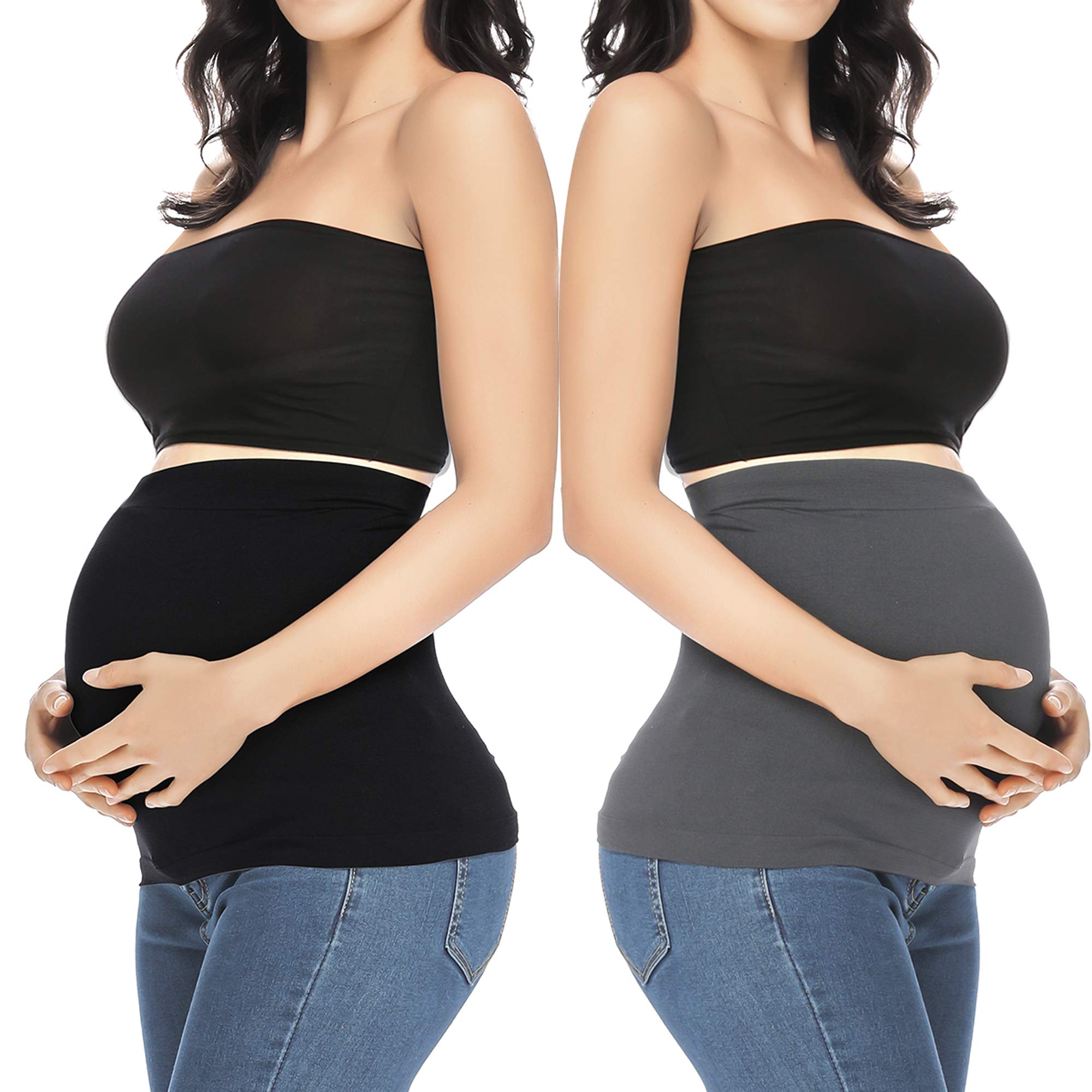 **Maternity Belly Band for Pregnant Women - Comfortable Pregnancy Support Belt for Pants & Jeans - Postpartum Belly Wrap for Recovery - Perfect for Work, Exercise & Everyday Wear**