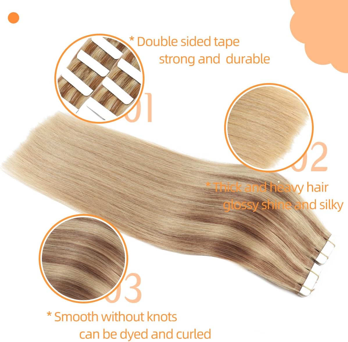Seamless Skin Weft Tape for Human Hair Extensions - Invisible Hair Integration for Natural Look | Perfect for Daily Wear, Special Occasions & Styling