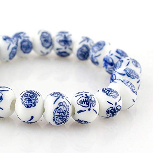 Ochoos Blue and White Porcelain Beads Bracelet - Elegant OL Style Ceramic Jewelry | Handmade in China | Unique Gift Idea for Women | Perfect for Office Wear, Parties & Special Occasions