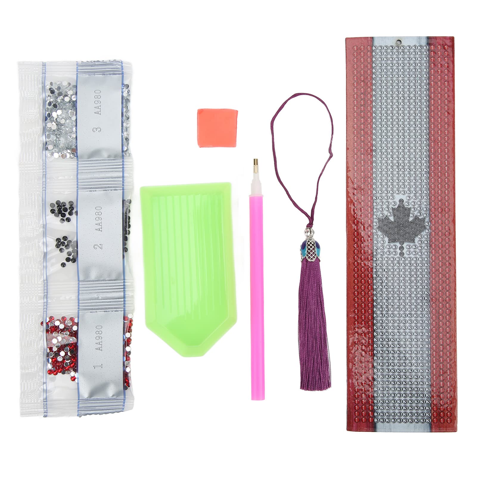 5D Diamond Painting Bookmarks with Rhinestones - Waterproof, Bright Colors, Maple Leaf Design - Perfect for DIY Crafts, Gifts, Scrapbooking & Book Lovers
