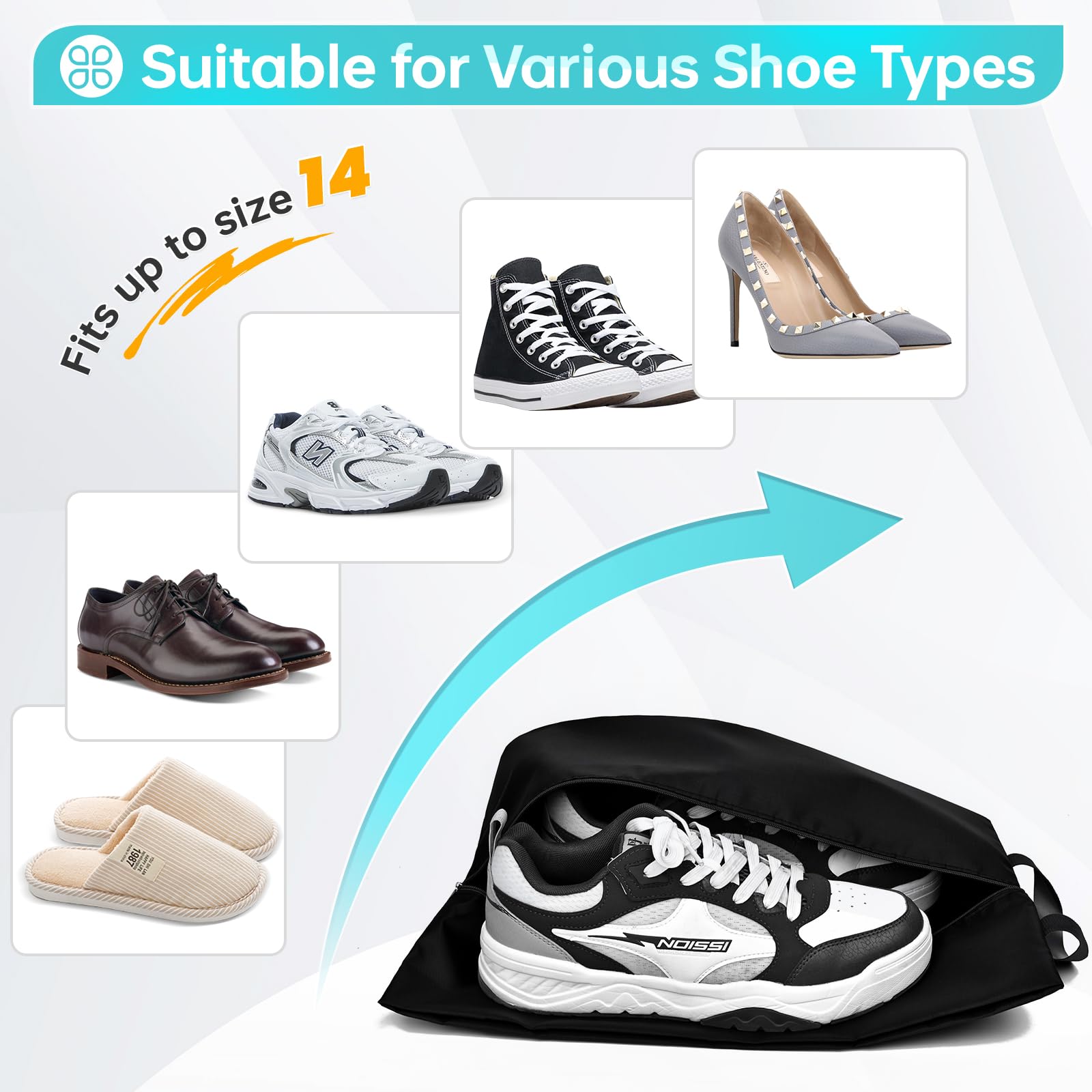 Waterproof & Dustproof Travel Shoe Bags for Suitcase - 3 Sizes Packing Organizers for Men & Women | Perfect for Air Travel, Gym Shoes Storage & Suitcase Organization