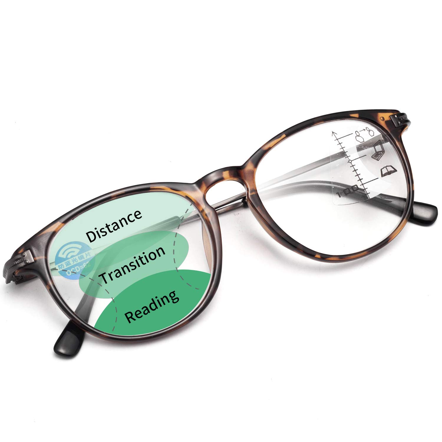 LianSan Women's Progressive Multifocus Computer Reading Glasses - Blue Light Blocking Readers for Women - Perfect for Office Work, Screen Time & Reading