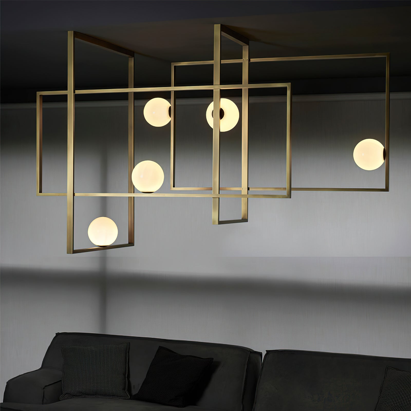 Modern Mondrian Style Rectangular Chandelier - Geometric LED Ceiling Light Fixture for Dining Room, Living Room, Bedroom & Office Decor