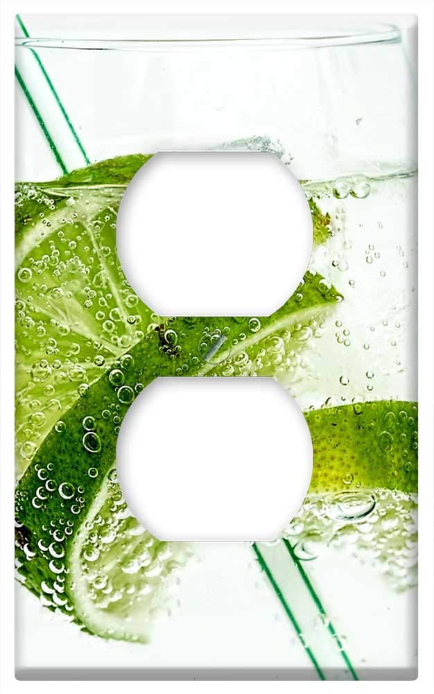 Lime Club Soda Drink Cocktail Juice Cold Glass Switch Plate Outlet Cover - Decorative Wall Plate for Kitchen, Bar, or Retro Home Decor
