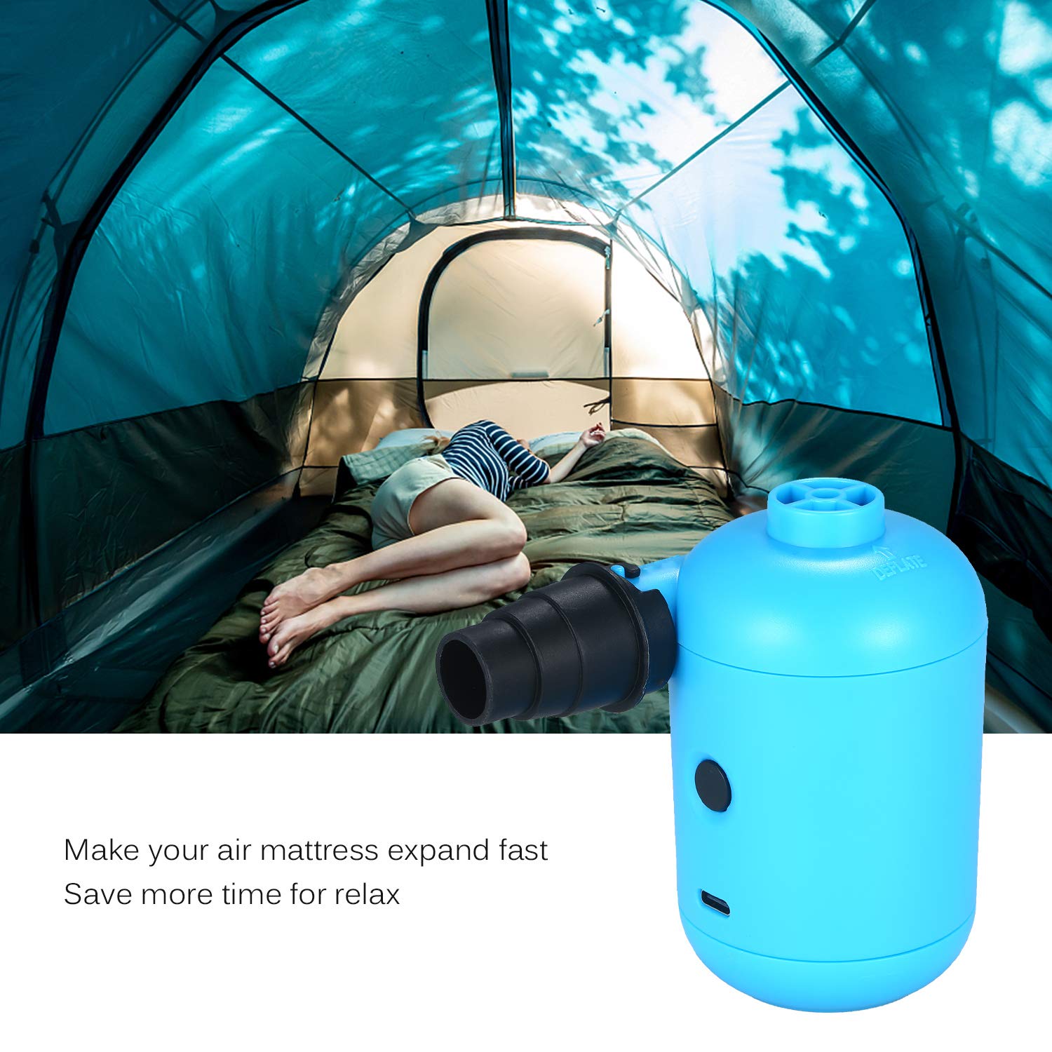 Portable USB Electric Air Pump - Fast Inflator for Air Mattress, Boat, Sofa, Car & Camping Gear | Compact Travel & Emergency Use