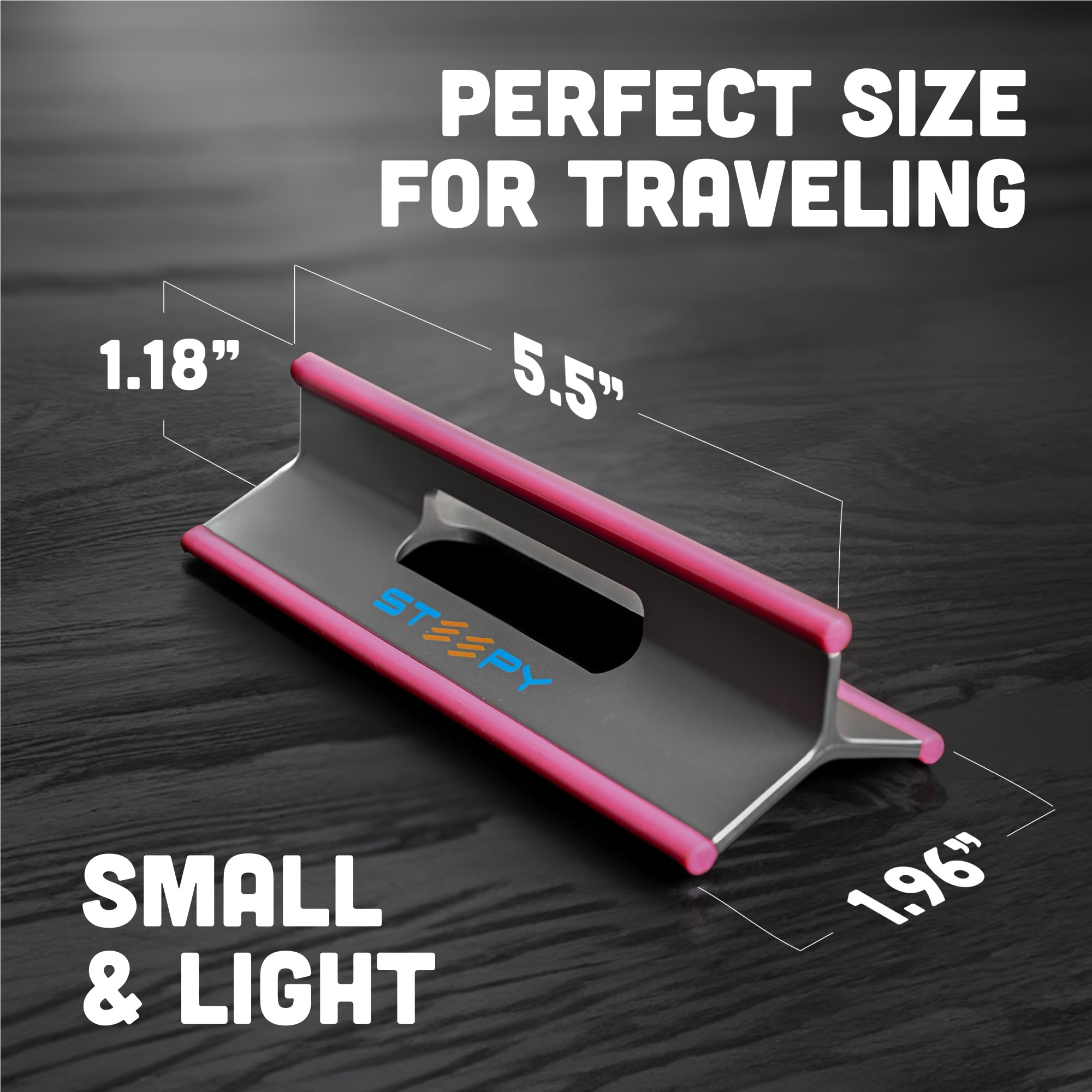 Steepy Low Profile Laptop Stand - 3 Height Adjustable Ergonomic Computer Riser - Lightweight Plastic Laptop Tilt & Angle Wedge for Home, Office, and Travel Use