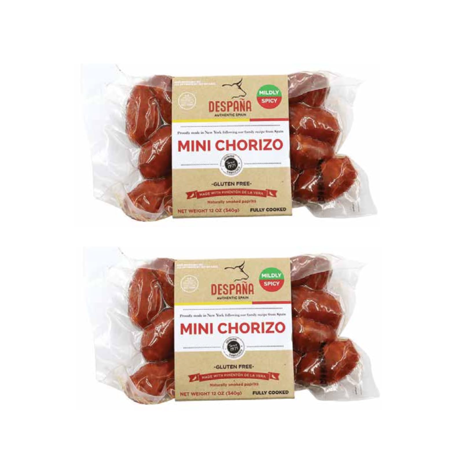 Despana Mildly Spicy Mini Chorizo Sausage - Gluten Free, Fully Cooked Spanish Pork Sausage (12oz, 2-Pack) - Perfect for Tapas, Charcuterie Boards & Paella