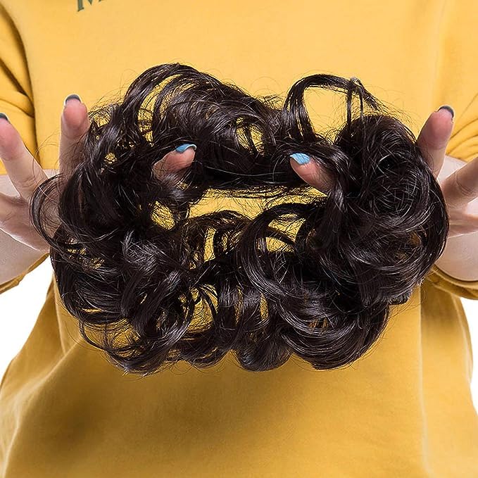 Trexee Brown Messy Bun Hair Extension with Elastic Band | Synthetic Hairpiece for Women & Girls | Perfect for Everyday Wear, Parties & Cosplay (1 Pack)