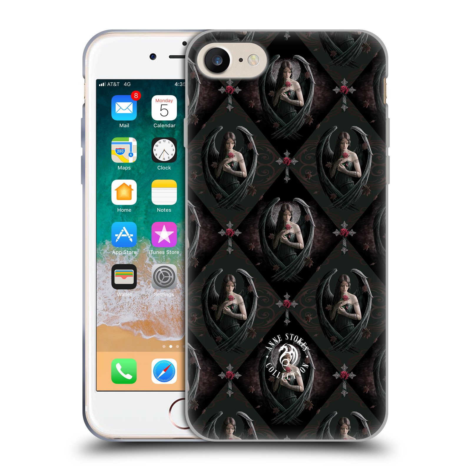 Head Case Designs Anne Stokes Rose Angels Soft Gel Case for iPhone 7/8/SE 2020 & 2022 - Officially Licensed Protective Cover with Floral Art for Women Girls Gift