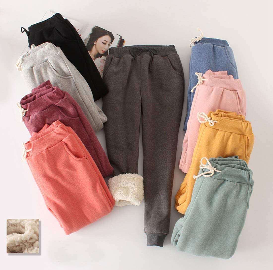 Snoly Women's Winter Fleece Sweatpants - Thermal Sherpa Lined Jogger Pants for Running & Active Wear (Candy Colors) - Perfect for Cold Weather Workouts, Yoga & Lounge