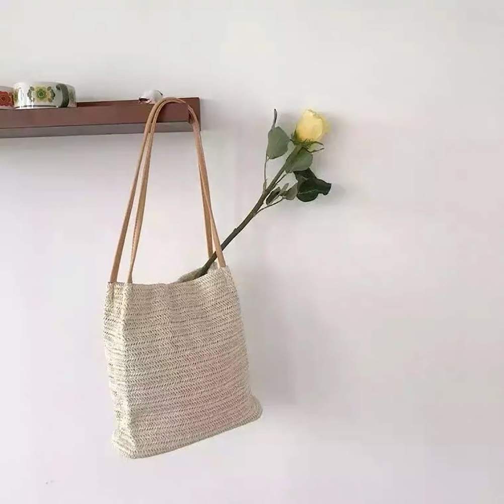 Aphoraeny Straw Beach Bag for Women - Large Tote Handbag with Bucket Design, Summer Shoulder Purse for Pool, Travel, Shopping & Outdoor Activities