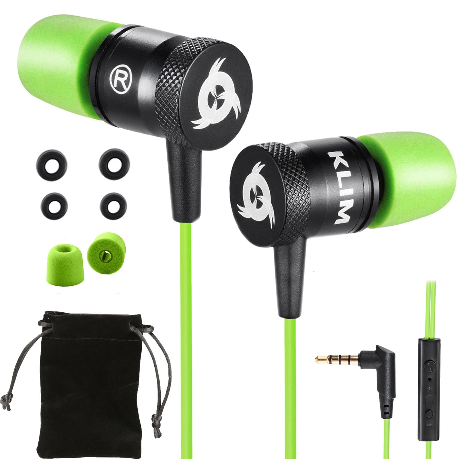 KLIM Fusion Gaming Headset with Microphone - High-Quality Audio, Long-Lasting Memory Foam Ear Cushions, 5-Year Warranty - 3.5mm Jack for iOS, Android, PC & Console - 2024 New Version (Green) - Perfect for Gaming, Streaming & Online Meetings