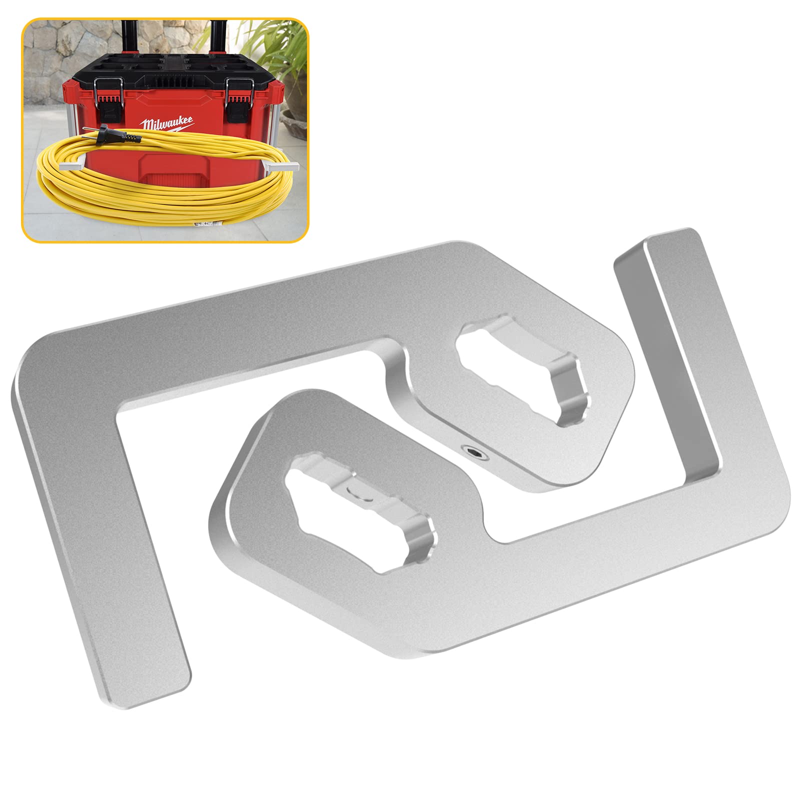 Heavy Duty Extension Cord Holder with Mounting Tool - Milwaukee Packout Accessories Compatible with Packout Toolbox, Silver - Perfect for Workshop, Garage & Job Site Organization