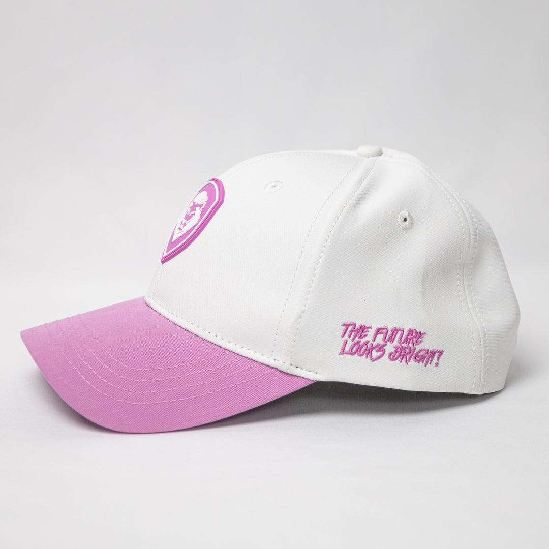 Women's VT Shield Logo Snapback Hat - Bright Pink & White Adjustable Baseball Cap for Casual Wear, Sports & Outdoor Activities